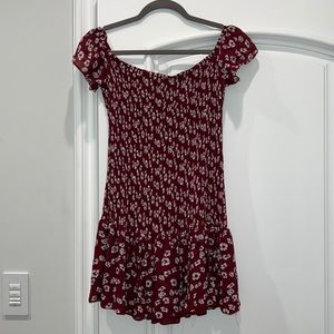 ZARA - Floral Red Mini Dress - Size L fits like S/M